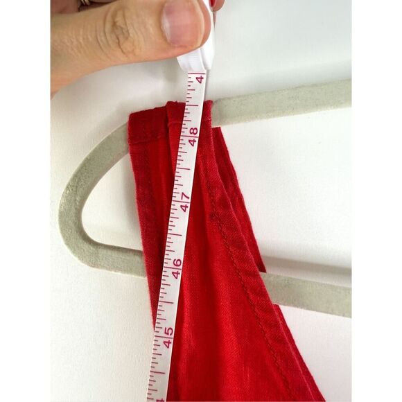 Joie 100% Linen Natural Red Midi V Neck Tank Dress Size 8 - Picture 4 of 9